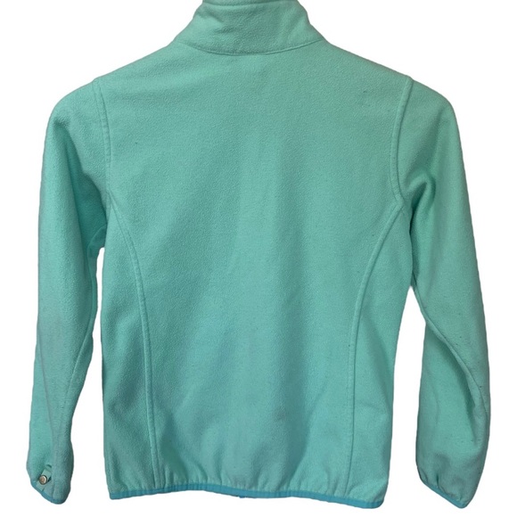 Girls M 10-12 North Face Mint Green Turquoise Blue Zip UP Trim Fleece Jacket - Picture 3 of 3